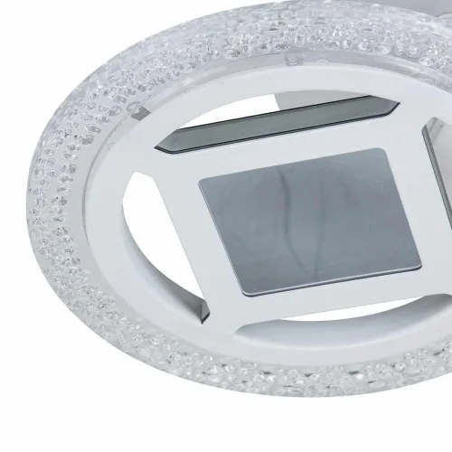 Люстра потолочная LED с пультом Mira 10214/2LED Escada прозрачная на 1 лампа, основание белое в стиле хай-тек с пультом кольца фото 3