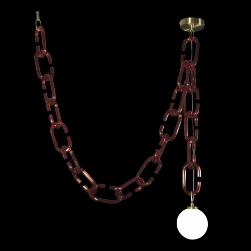 Светильник подвесной Chain 10128C Red LOFT IT белый 1 лампа, основание золотое красное в стиле современный шар фото 2