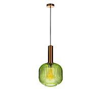 Светильник подвесной Iris 2072-B+BR LOFT IT зелёный 1 лампа, основание медь в стиле лофт выдувное
