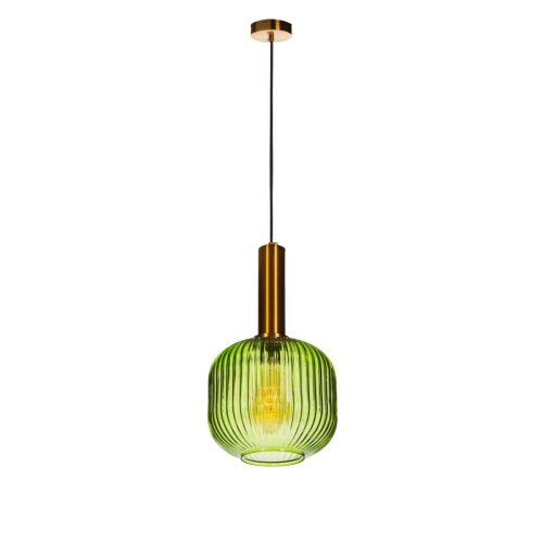 Светильник подвесной Iris 2072-B+BR LOFT IT зелёный 1 лампа, основание медь в стиле лофт выдувное
