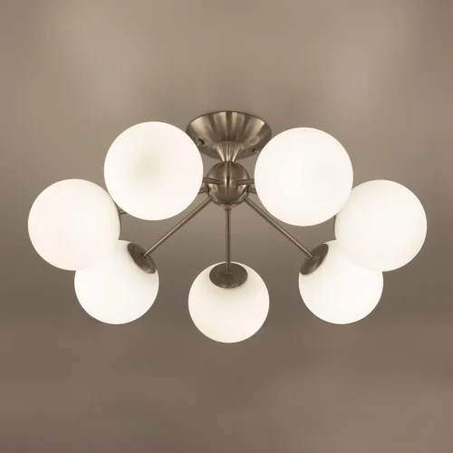 Люстра потолочная Томми CL102174 Citilux белая на 7 ламп, основание матовое хром в стиле современный шар фото 8