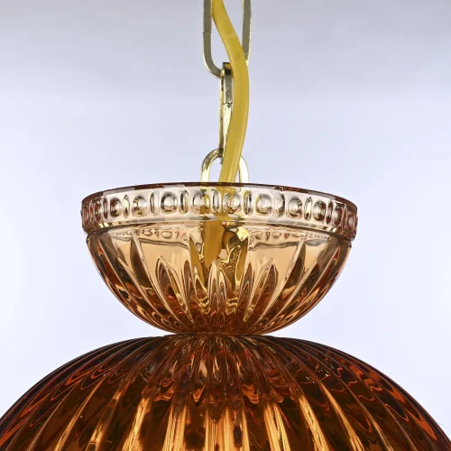 Светильник подвесной 5478/22 G Amber/M-1G Leafs Bohemia Ivele Crystal янтарный 3 лампы, основание прозрачное золотое в стиле классический leafs фото 3