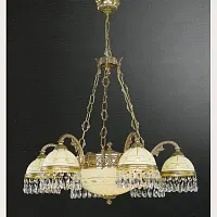 Люстра подвесная  L 7103/6+2 Reccagni Angelo бежевая на 8 ламп, основание золотое в стиле классический 
