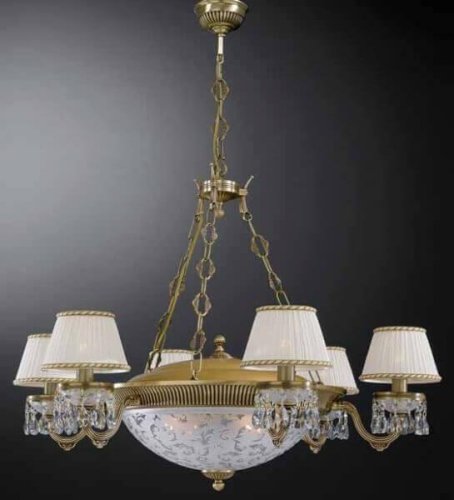Люстра подвесная  L 6400/6+4 Reccagni Angelo белая на 10 ламп, основание античное бронза в стиле классический 