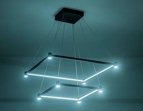 Люстра подвесная LED FL5597 Ambrella light чёрная на 1 лампа, основание чёрное в стиле современный хай-тек квадраты фото 5