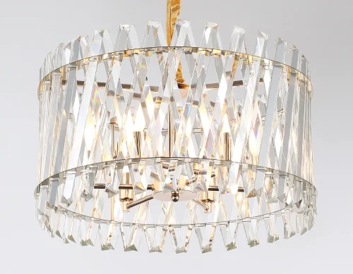 Люстра подвесная TR5063 Ambrella light прозрачная на 6 ламп, основание золотое в стиле классический современный  фото 4