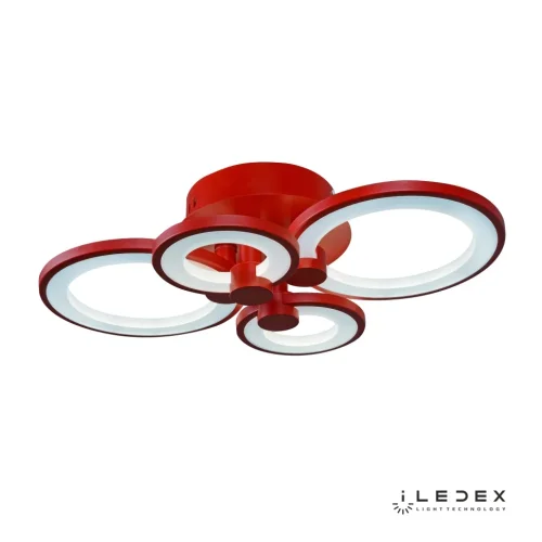 Люстра потолочная LED Ring A001/4 Red iLedex красная на 1 лампа, основание красное в стиле современный хай-тек с пультом кольца