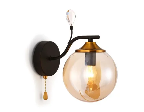 Бра с выключателем TR9079 Ambrella light янтарный на 1 лампа, основание чёрное в стиле лофт современный 