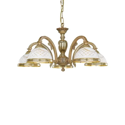 Люстра подвесная  L 7102/5 Reccagni Angelo белая на 5 ламп, основание золотое в стиле классический  фото 3