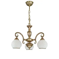 Люстра подвесная  L 8500/3 Reccagni Angelo белая на 3 лампы, основание золотое в стиле классический 
