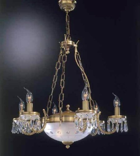 Люстра подвесная  L 4651/6+2 Reccagni Angelo белая на 8 ламп, основание античное бронза в стиле классика 