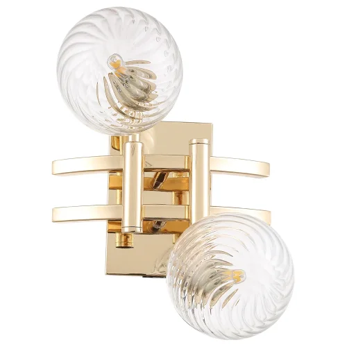 Бра LUXURY AP2 GOLD Crystal Lux прозрачный на 2 лампы, основание золотое в стиле арт-деко шар молекула фото 2