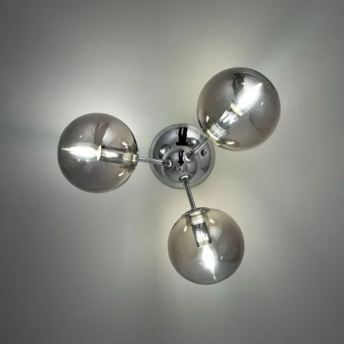 Люстра потолочная Томми CL102130 Citilux серая на 3 лампы, основание хром в стиле современный шар фото 4