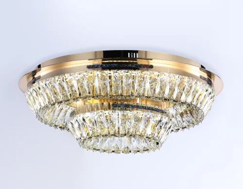 Люстра потолочная LED TR5031 Ambrella light прозрачная на 1 лампа, основание золотое в стиле классический современный  фото 7