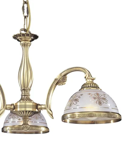Люстра подвесная  L 6002/3 Reccagni Angelo белая прозрачная на 3 лампы, основание античное бронза в стиле классический  фото 3