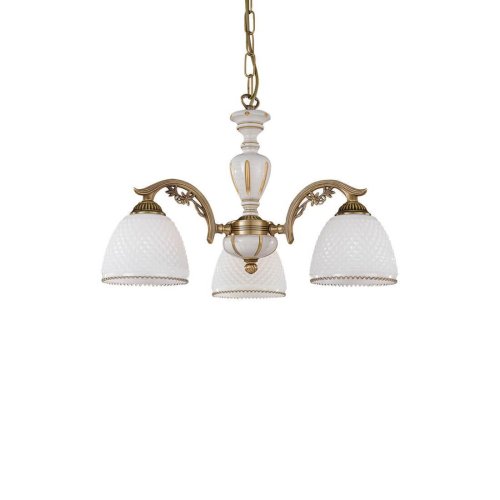 Люстра подвесная  L 8606/3 Reccagni Angelo белая на 3 лампы, основание античное бронза в стиле кантри классический  фото 3