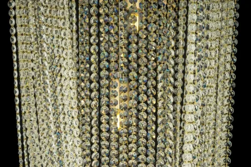 Люстра потолочная хрустальная Loreto E 1.5.40.601 G Arti Lampadari прозрачная на 6 ламп, основание золотое в стиле арт-деко каскад фото 2