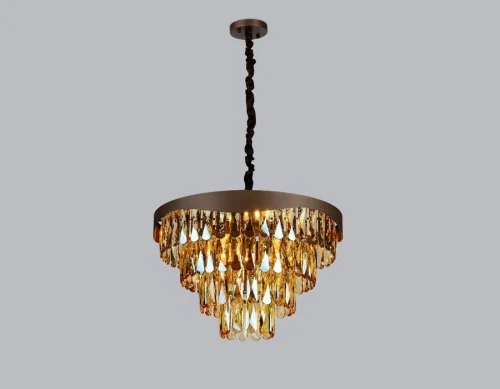 Люстра подвесная Traditional TR5086 Ambrella light янтарная на 6 ламп, основание коричневое в стиле арт-деко  фото 2