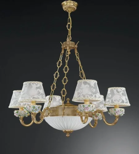 Люстра подвесная  L 9100/6+2 Reccagni Angelo белая на 8 ламп, основание золотое в стиле классический 