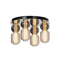 Люстра потолочная LED Drop MOD273CL-L60CH3K Maytoni прозрачная янтарная на 1 лампа, основание хром в стиле современный арт-деко 