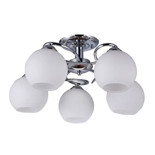 Люстра потолочная Casoria OML-25107-05 Omnilux белая на 5 ламп, основание хром в стиле современный 