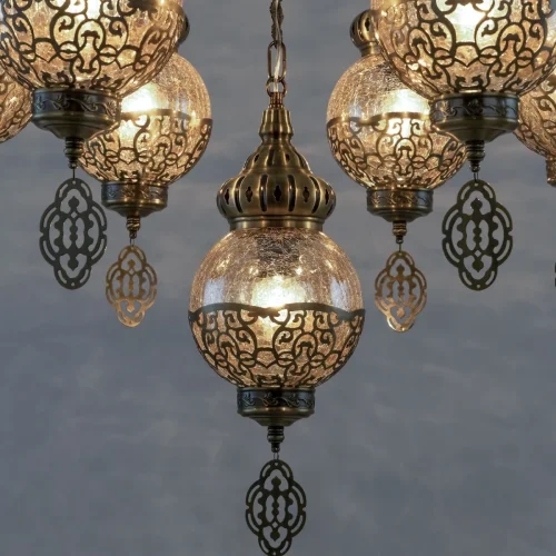 Люстра подвесная Каир CL419163 Citilux янтарная на 7 ламп, основание бронзовое в стиле восточный  фото 7