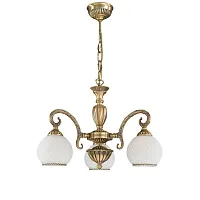 Люстра подвесная  L 8400/3 Reccagni Angelo белая на 3 лампы, основание античное бронза в стиле классический 