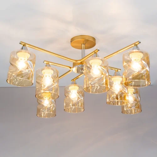 Люстра потолочная Клод CL137182 Citilux янтарная на 8 ламп, основание золотое в стиле современный  фото 2