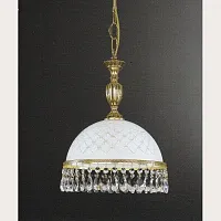 Светильник подвесной L 7100/28 Reccagni Angelo белый 1 лампа, основание золотое в стиле классический 