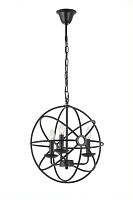 Люстра подвесная Fiano E 1.5.45 B Arti Lampadari чёрная на 3 лампы, основание чёрное в стиле лофт 