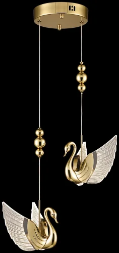 Светильник подвесной LED Letizia WE466.02.306 Wertmark золотой 2 лампы, основание золотое в стиле современный птички