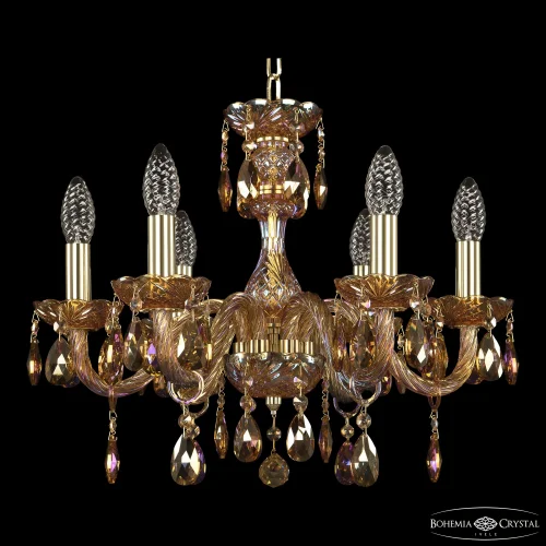 Люстра подвесная 117/6/165 G M777 Bohemia Ivele Crystal без плафона на 6 ламп, основание янтарное золотое в стиле классический sp фото 2
