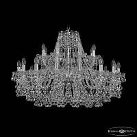 Люстра подвесная 1409/16+8/360 Ni Bohemia Ivele Crystal без плафона на 24 лампы, основание никель прозрачное в стиле классический sp