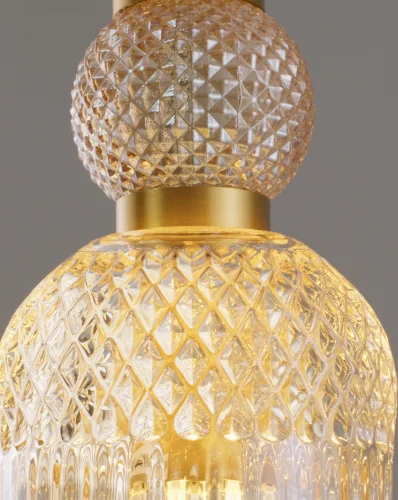 Светильник подвесной Glassy V10906-P Moderli янтарный 1 лампа, основание золотое в стиле современный выдувное фото 4
