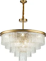 Люстра подвесная Harland 6308-8 BR CL Belfast прозрачная на 13 ламп, основание латунь в стиле классический Люстра подвесная Harland 6308-8 BR CL Belfast прозрачная на 13 ламп, основание латунь в стиле классический