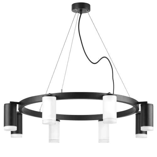 Люстра подвесная Rullo LR0183643740 Lightstar чёрная белая на 8 ламп, основание чёрное в стиле хай-тек 