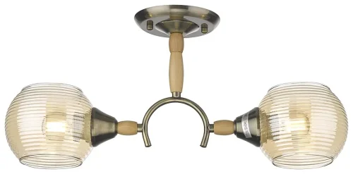 Светильник потолочный 214-507-02 Velante янтарный 2 лампы, основание бронзовое в стиле современный 