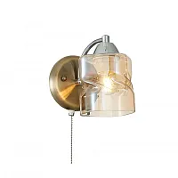 Бра с выключателем Плутон CL170312 Citilux прозрачный янтарный 1 лампа, основание бронзовое в стиле классика модерн 