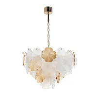 Люстра подвесная Mallika A4077LM-10GO Arte Lamp прозрачная янтарная на 10 ламп, основание золотое в стиле современный флористика 