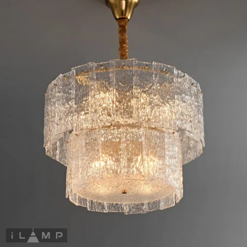Люстра потолочная Manhattan P6315-D600 BR iLamp прозрачная на 10 ламп, основание латунь в стиле классический  фото 2