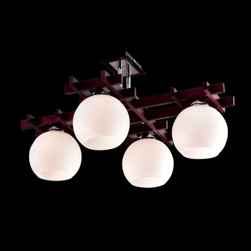 Люстра потолочная Нарита CL114141 Citilux белая на 4 лампы, основание коричневое хром серое в стиле современный  фото 2