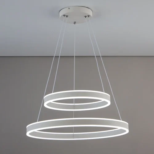 Светильник подвесной LED с пультом Дуэт CL719640 Citilux белый 1 лампа, основание белое в стиле современный минимализм кольца с пультом фото 6