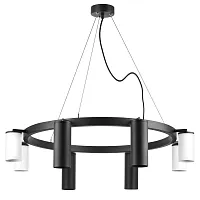 Люстра подвесная Rullo LR018874364 Lightstar чёрная белая на 8 ламп, основание чёрное в стиле хай-тек 