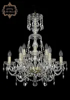 Люстра подвесная хрустальная 11.25.6+3.200.XL-66.Gd.Sp Bohemia Art Classic прозрачная на 9 ламп, основание золотое в стиле классический Люстра подвесная хрустальная 11.25.6+3.200.XL-66.Gd.Sp Bohemia Art Classic прозрачная на 9 ламп, основание золотое в стиле классический