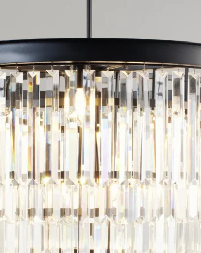 Люстра подвесная PAvista V10370-10P Moderli прозрачная на 10 ламп, основание чёрное в стиле современный  фото 2