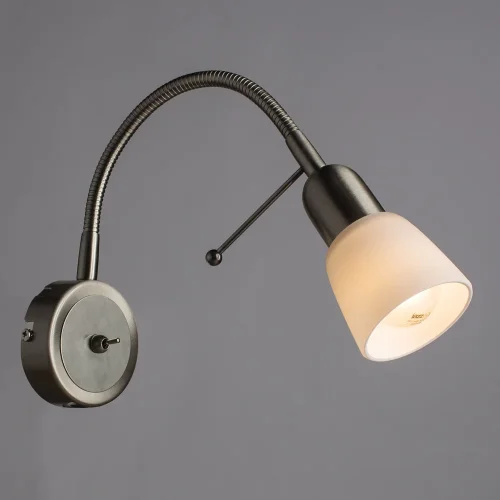 Бра c выключателем  LETTURA A7009AP-1SS Arte Lamp белый на 1 лампа, основание матовое серебро в стиле современный гибкая ножка фото 2