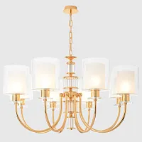 Люстра подвесная ELENA SP8 GOLD Crystal Lux белая прозрачная на 8 ламп, основание прозрачное золотое в стиле современный Люстра подвесная ELENA SP8 GOLD Crystal Lux белая прозрачная на 8 ламп, основание прозрачное золотое в стиле современный