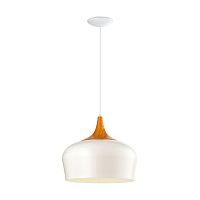 Светильник подвесной OBREGON 95383 Eglo белый 1 лампа, основание коричневое бежевое в стиле современный 