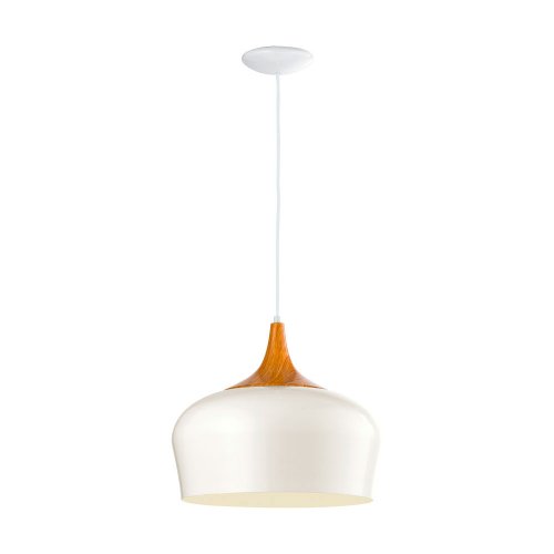 Светильник подвесной OBREGON 95383 Eglo белый 1 лампа, основание бежевое коричневое в стиле модерн 