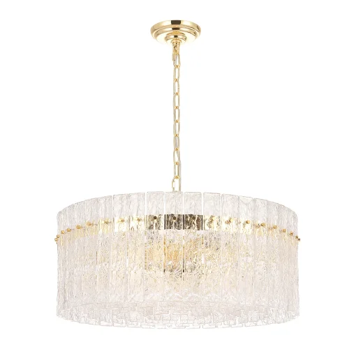 Люстра подвесная OVIEDO SP12 Crystal Lux прозрачная на 12 ламп, основание золотое в стиле классический 